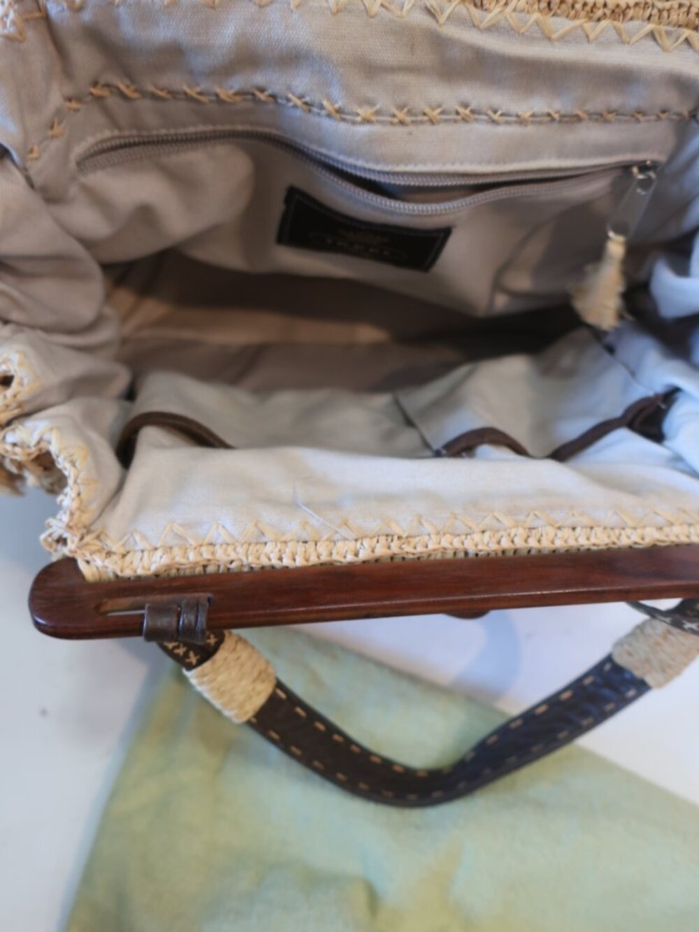 Womens Tocca Beige Straw & Leather Handbag - Picture 10 of 10